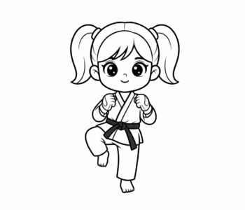 Młoda karateczka w poz…