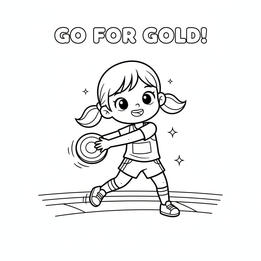 Dziewczynka rzucająca dyskiem do kolorowania