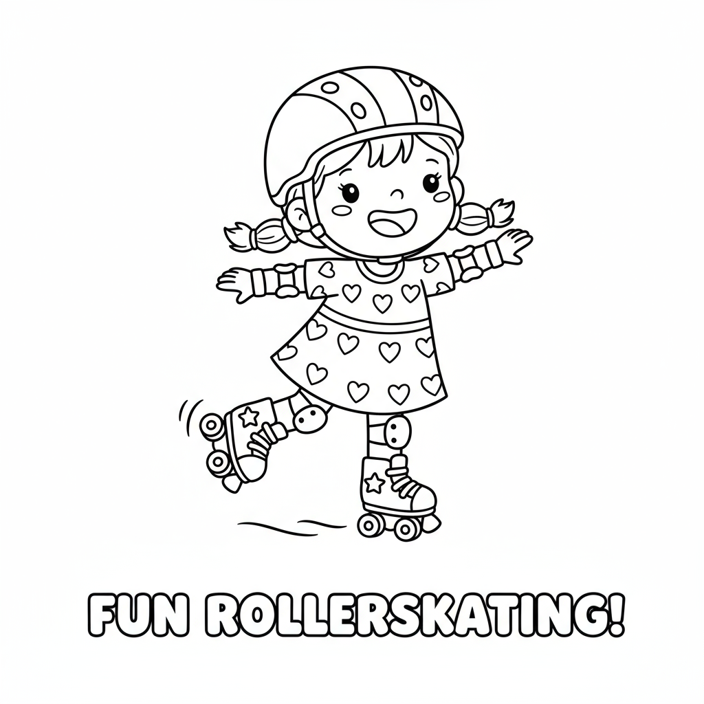 Dziewczynka na rolkach do kolorowania