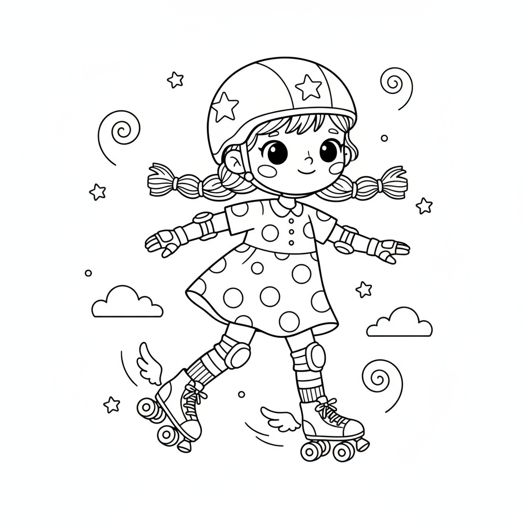 Dziewczynka na rolkach do kolorowania