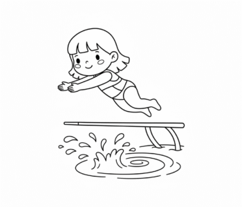 Młoda skoczkini do wody