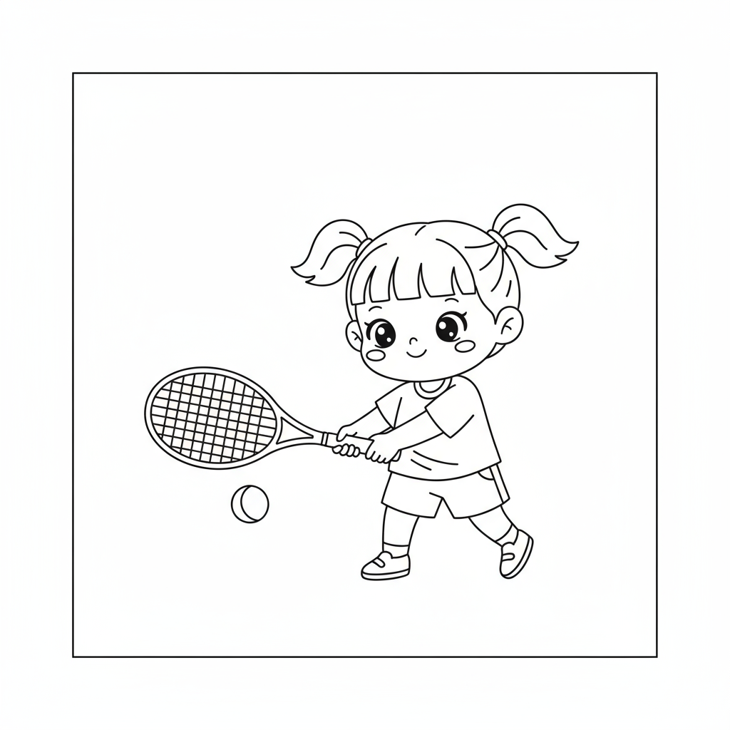 Dziewczynka grająca w squasha do kolorowania