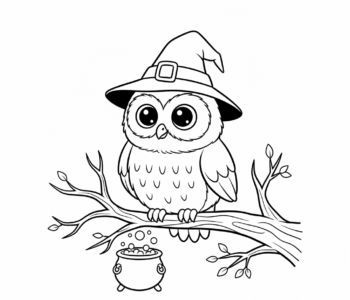 Sowa w kapeluszu wiedźmy