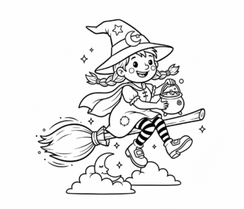 Urocza wiedźma na miotle