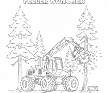 Harwester ścina drzewa