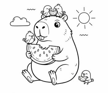 Kapibara dzieli się smakołykiem