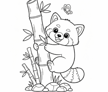 Panda czerwona na bambusie