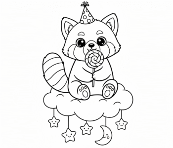 Panda czerwona na puszystej chmurze