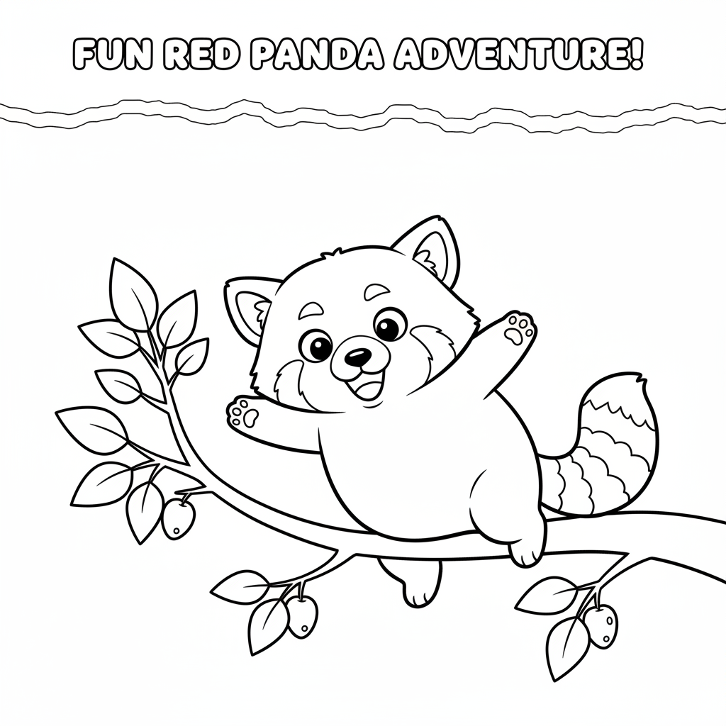 Panda czerwona balansująca na gałęzi do kolorowania