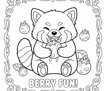 Panda czerwona zajada jagody