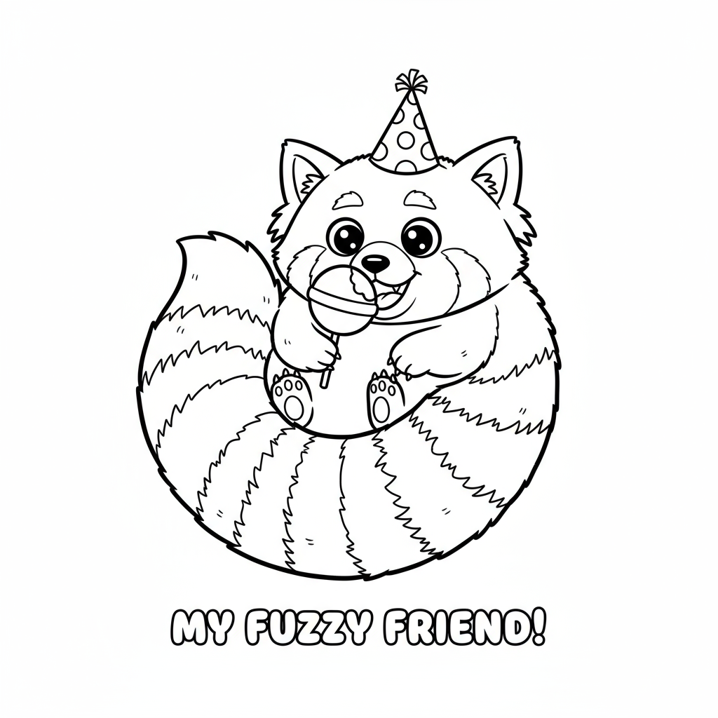 Panda czerwona owinięta ogonem do kolorowania