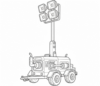 Przenośna wieża oświetleniowa na placu