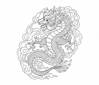 Smok chiński w podniebnym tańcu