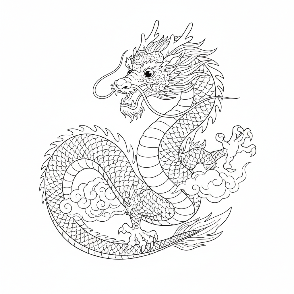 Smok chiński z potężnymi szponami do kolorowania