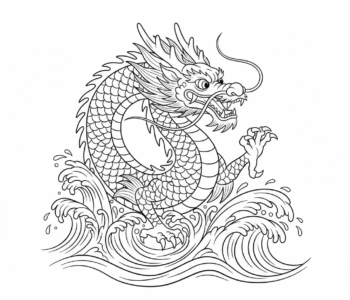 Smok chiński wychodzi z wody