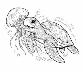 Żółw morski poluje na meduzę