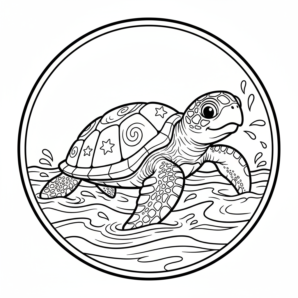 Żółw morski wynurzający się po powietrze do kolorowania