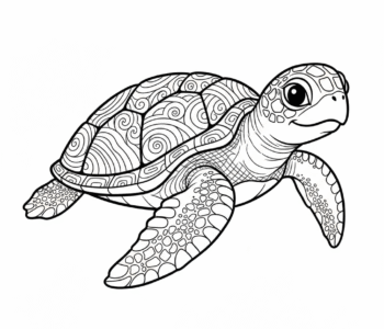 Żółw morski z piękną skorupą