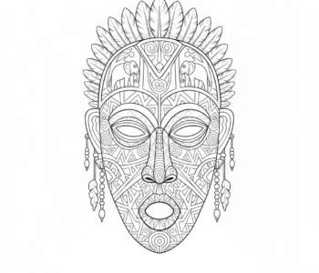 Afrykańska maska z pięknymi rzeźbieniami