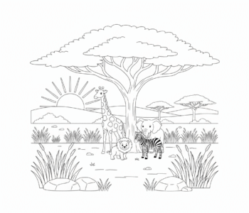 Sawanna z akacją pod afrykańskim słońcem