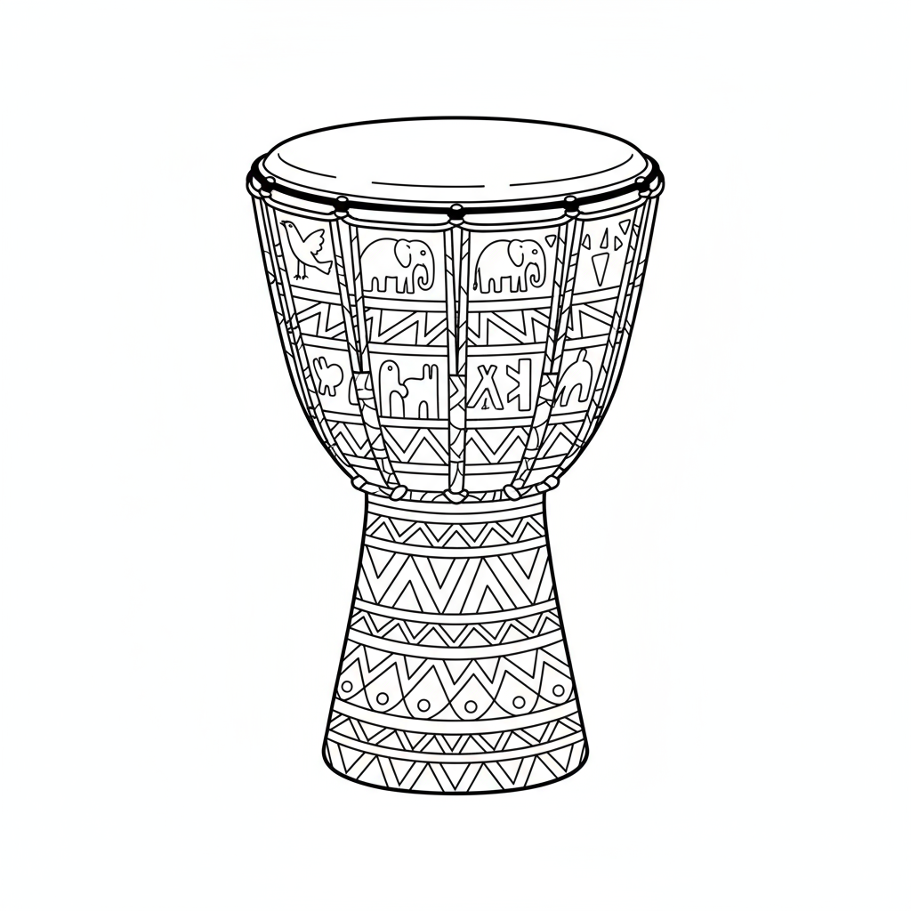 Afrykański bęben z wzorami plemiennymi do kolorowania