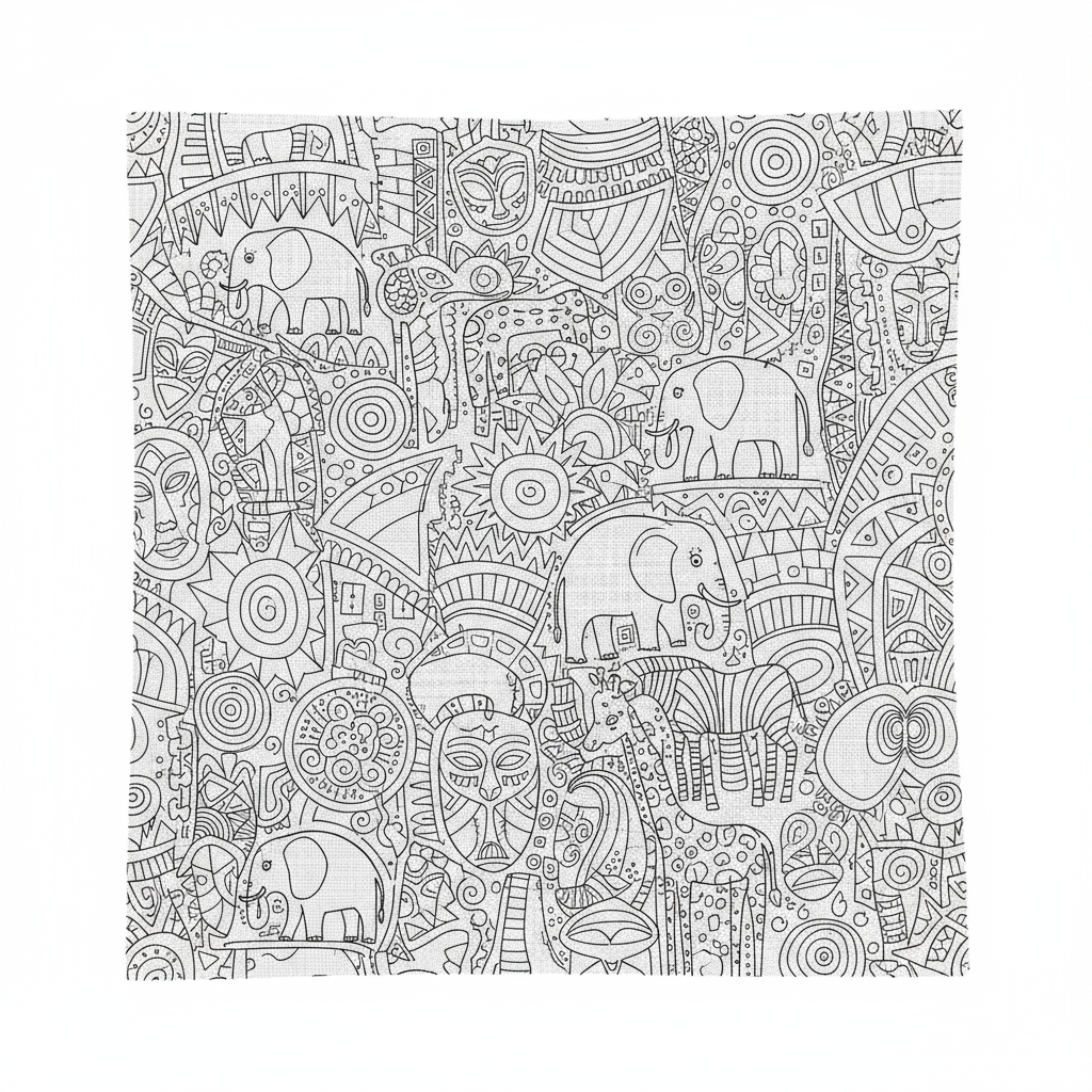 Afrykańskie wzory na tkaninie do kolorowania