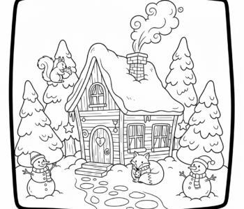 Zimowa chata w lesie