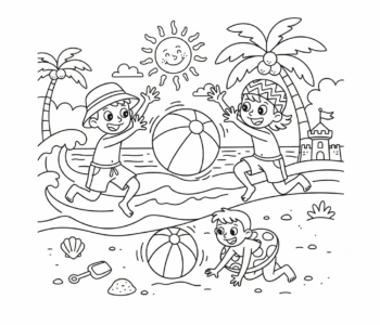 Zabawy z piłką na letniej plaży