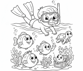 Podwodny świat: dziecko i ryby