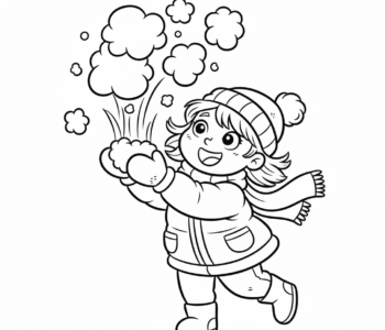 Dziewczynka bawi się śniegiem