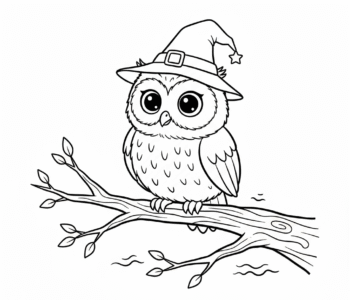 Sowa w kapeluszu wiedźmy