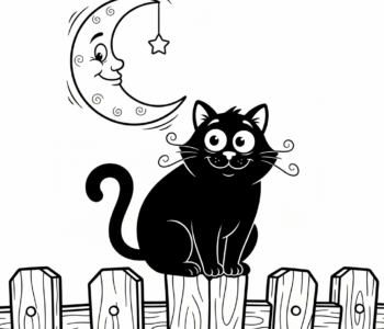 Czarny kot na płocie