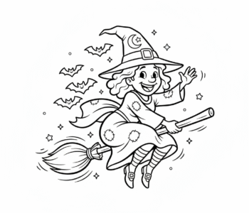 Urocza wiedźma na miotle