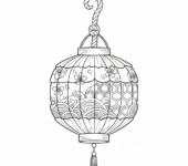 Japońska latarnia wisząca do kolorowania