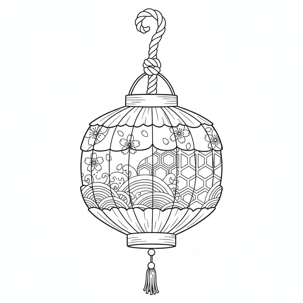 Japońska latarnia wisząca do kolorowania
