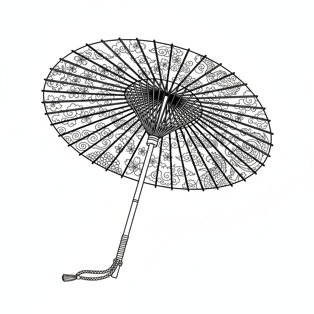 Japoński parasol do kolorowania