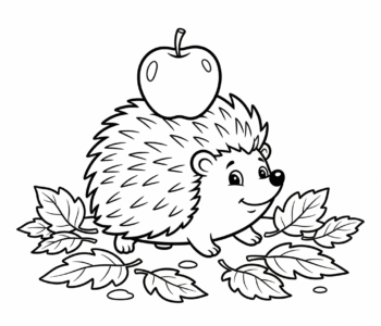 Jeż i jesienne jabłko