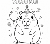 Kapibara w imprezowej czapce do kolorowania