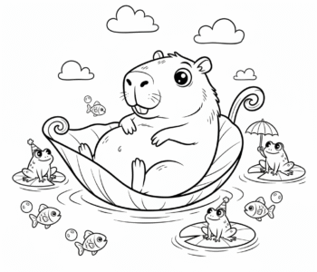 Kapibara dryfuje na liściu