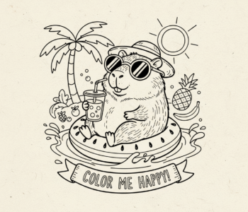 Kapibara cieszy się słońcem i sokiem