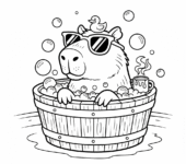 Kapibara relaksująca się w wannie do kolorowania