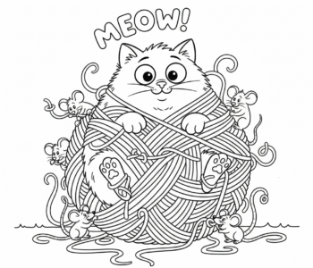 Kot i psotny kłębek wełny