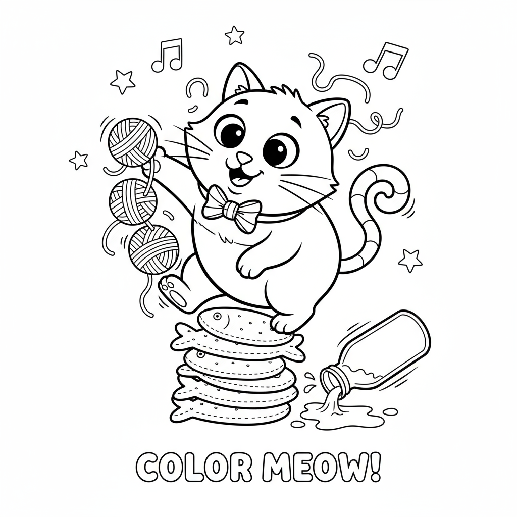 Kot w muszce do kolorowania