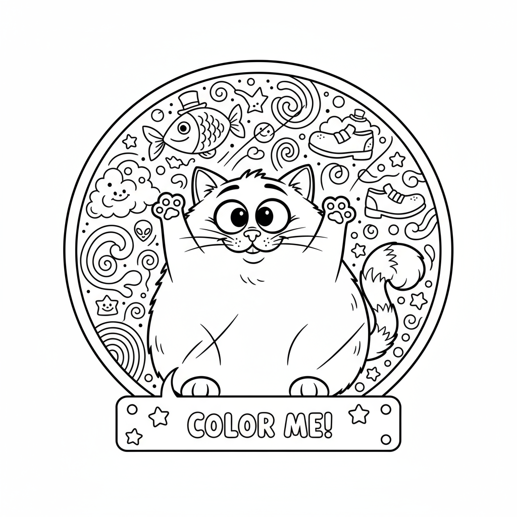 Kot wyglądający przez okno do kolorowania