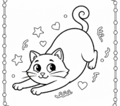 Kot rozciągający się zabawnie do kolorowania