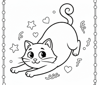 Kotek rozciąga się figlarnie