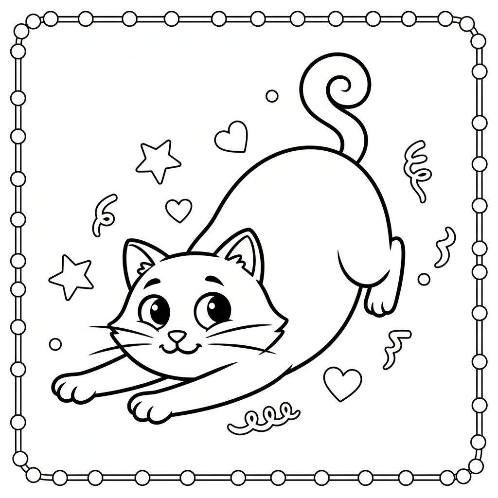 Kot rozciągający się zabawnie do kolorowania