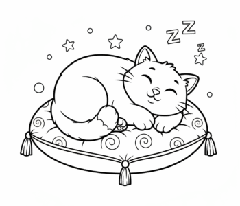 Kot na drzemce na poduszce