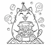 Kot z wesołym wyrazem pyszczka do kolorowania