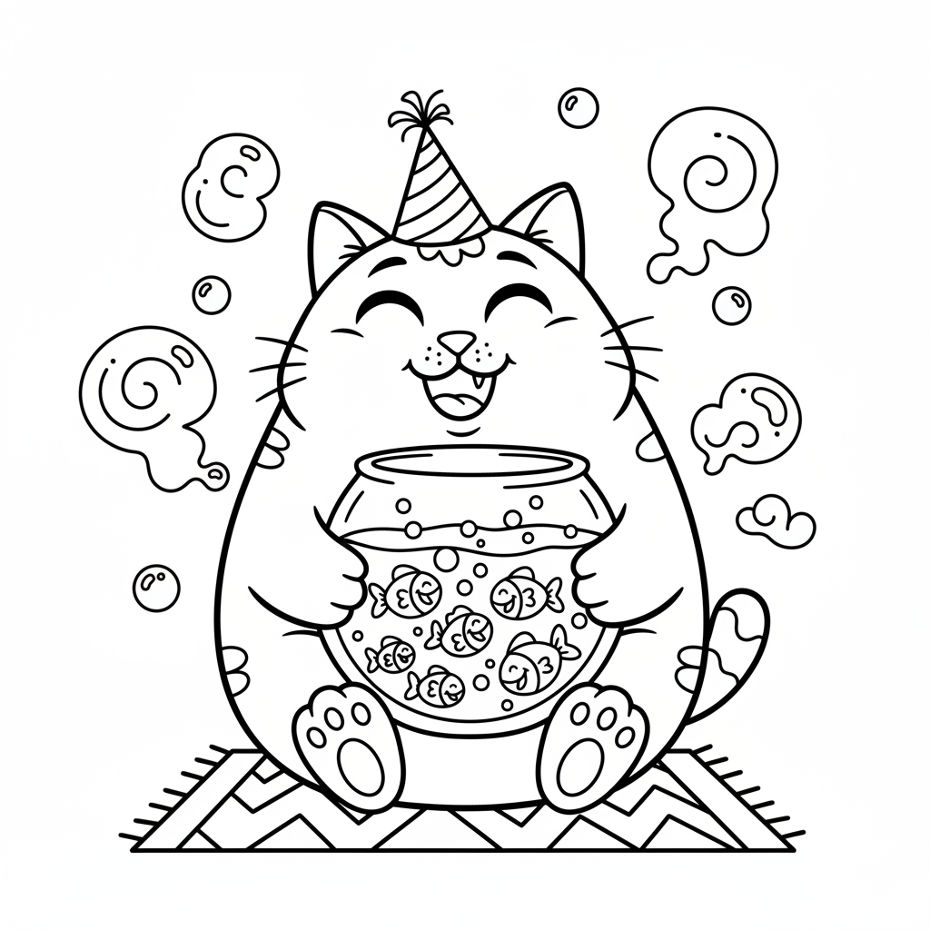 Kot z wesołym wyrazem pyszczka do kolorowania